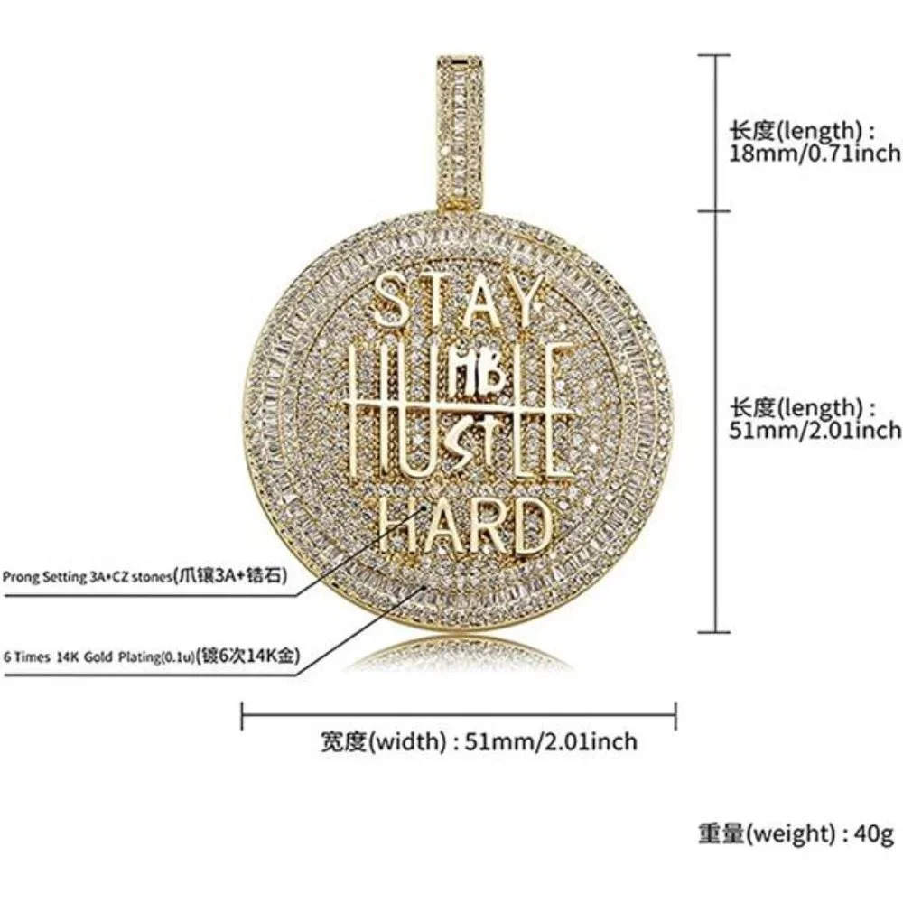 14K Gold Diamond Hustle Hard Chain